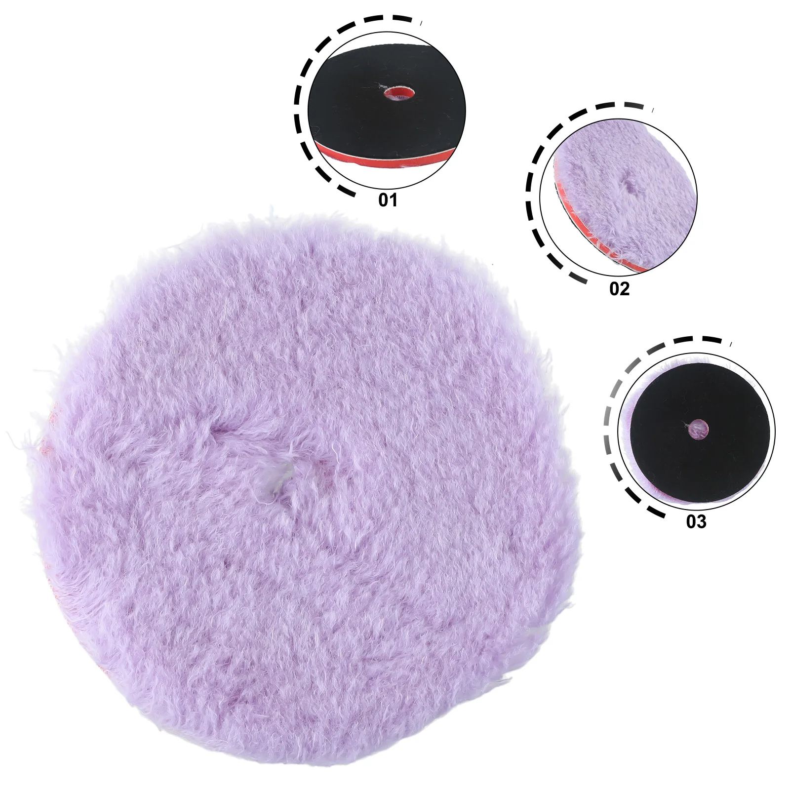 5.5 Inch Purple Wool Polishing Pad Car Paint Polishing For Buffer Polisher Polishing Machine Perfect For Polishing Cars Glass