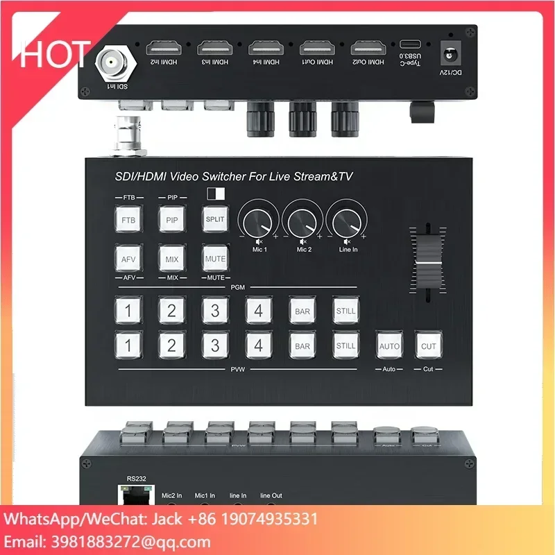 

OEM SDI 4-in-2-Out Video Switcher With Type-C USB3.0 Port ABS Material Live Streaming Video Splitters & Converters