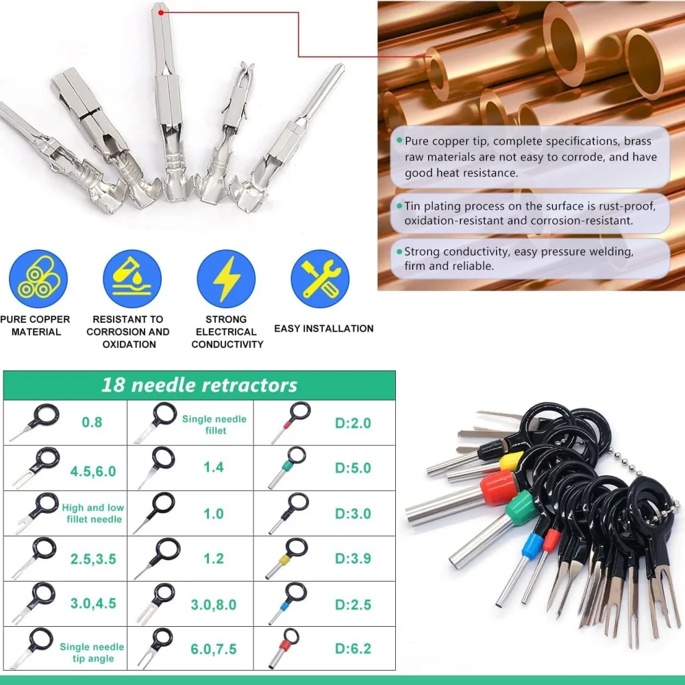 755-teiliges Set mit 21 Arten von Auto-Elektrokabel-Steckverbindern, elektrischen Anschlüssen, männlichen und weiblichen Crimp-Pins mit Crimpzange – Detail 4