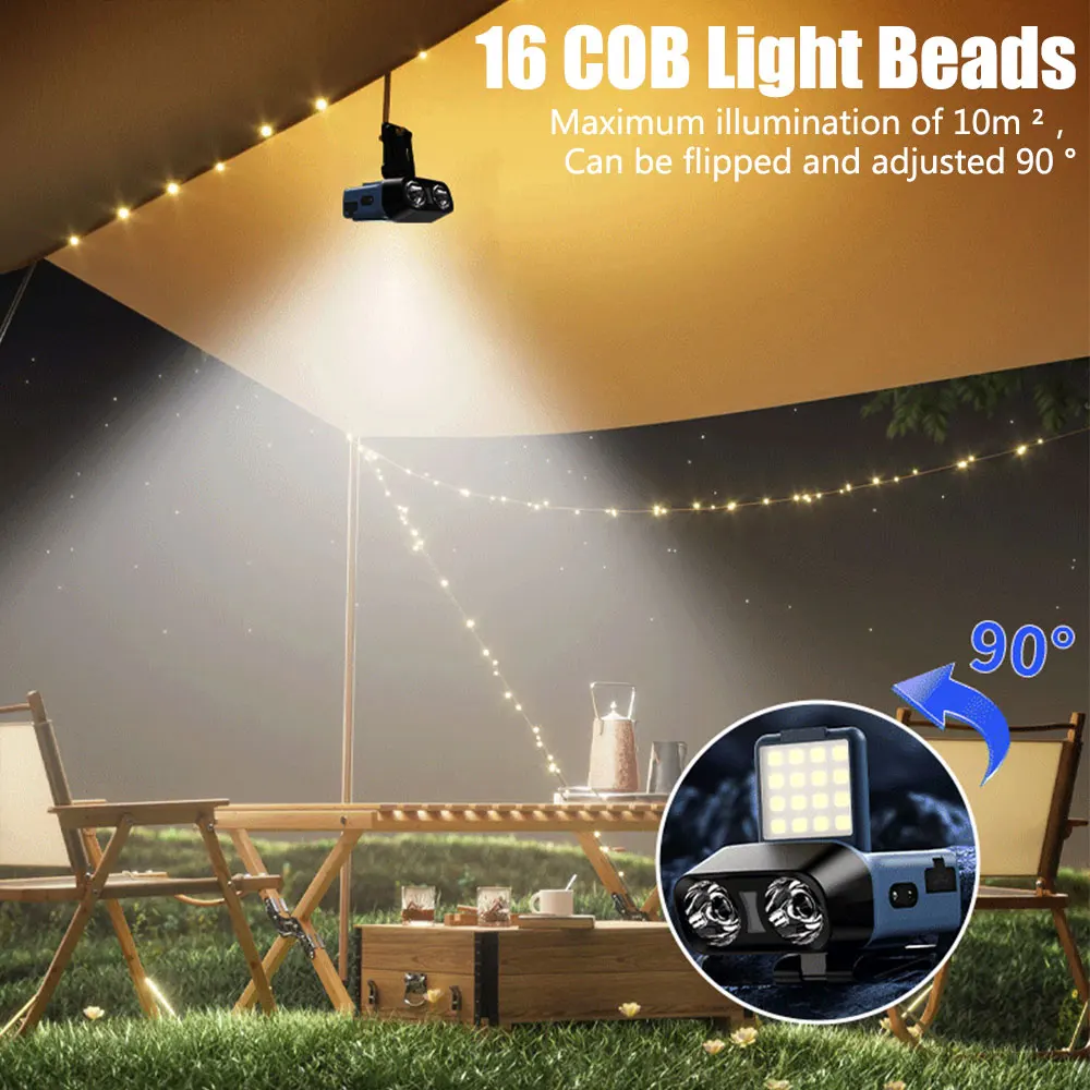 Sensor COB LED Headlamp Cap Clip Light USB Rechargeable Head Flashlight Built-in Battery Headlight Led Head for Fishing Camping