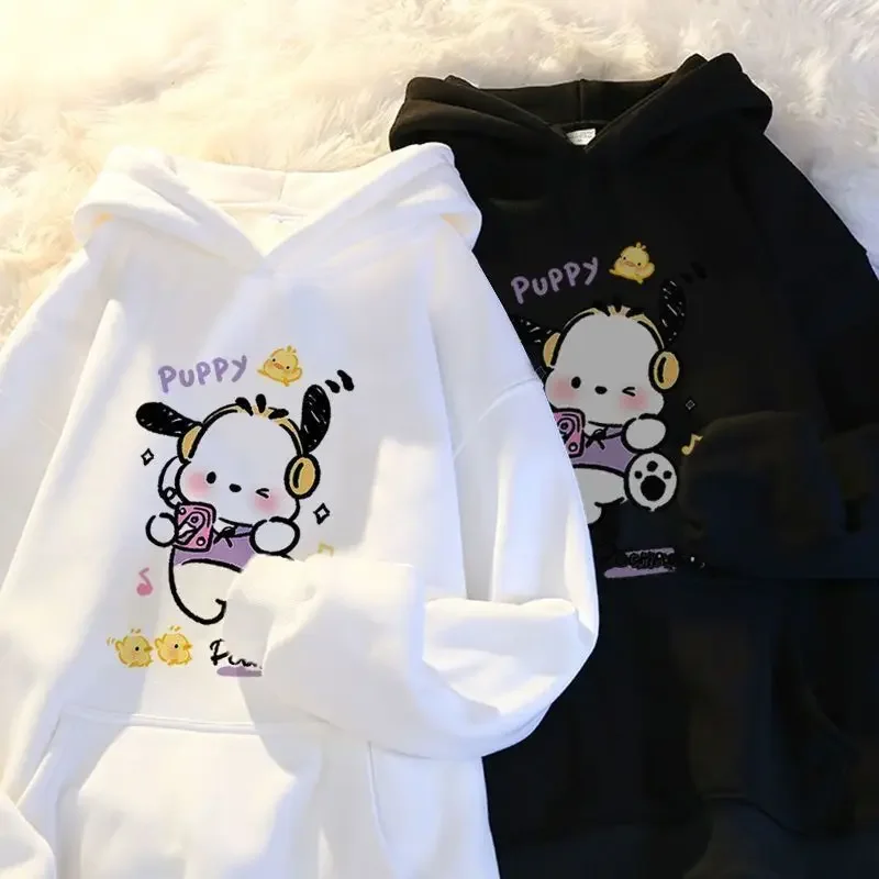 Sudadera con capucha con estampado de Pochacco para mujer, Sudadera con capucha de Anime japonés, sudaderas con capucha, ropa de mujer