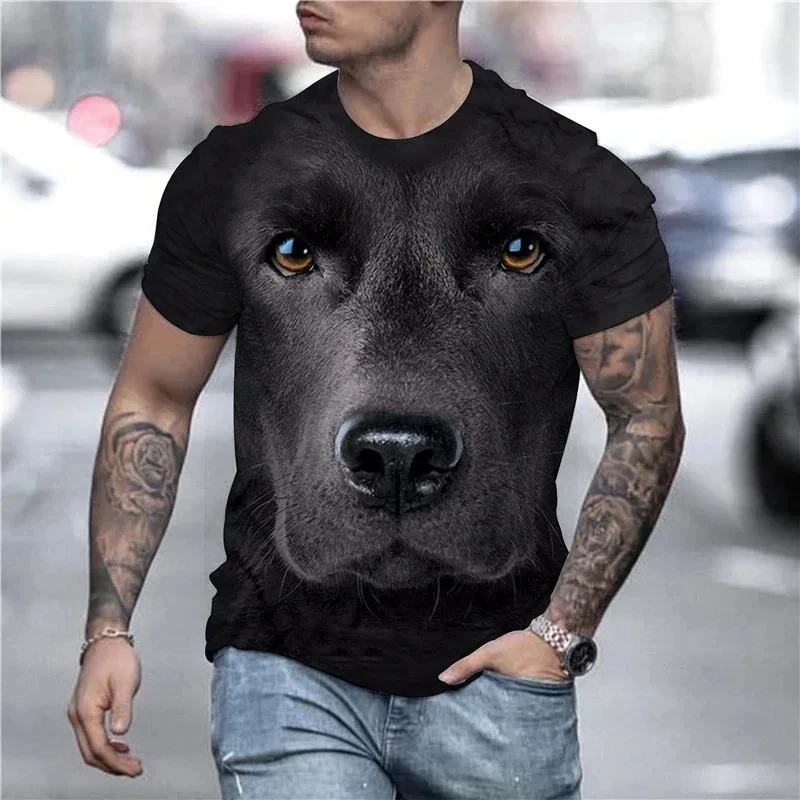 Men's T-shirt With Dog Graphic 3D Full Print Pet Dog Men Clothing Summer Short Sleeve Casual Oversized Tee Shirt Fashion Tops