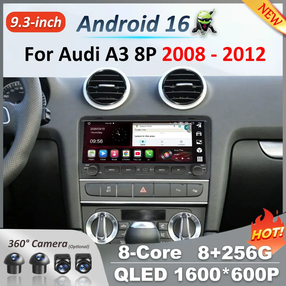 For Audi A3 8P 2003 -2013 Car Radio Multimedia Player Android 16 Wireless Carplay Auto GPS Navigation Audio Stereo DSP 4G WIFI