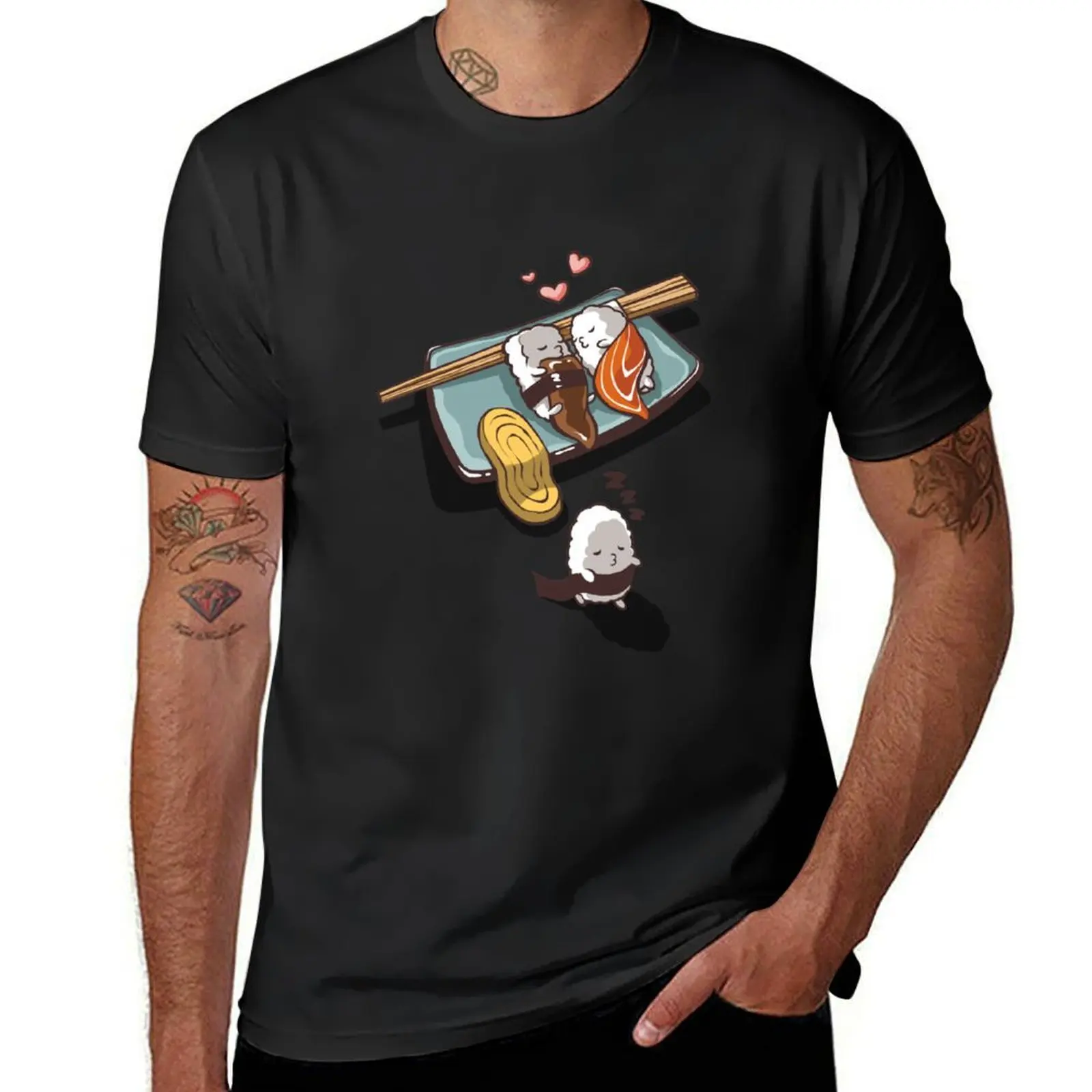 Romantic Nigiri Sushi Cuddling with Friend Sleep Walking T-Shirt new edition hippie clothes tshirts for men