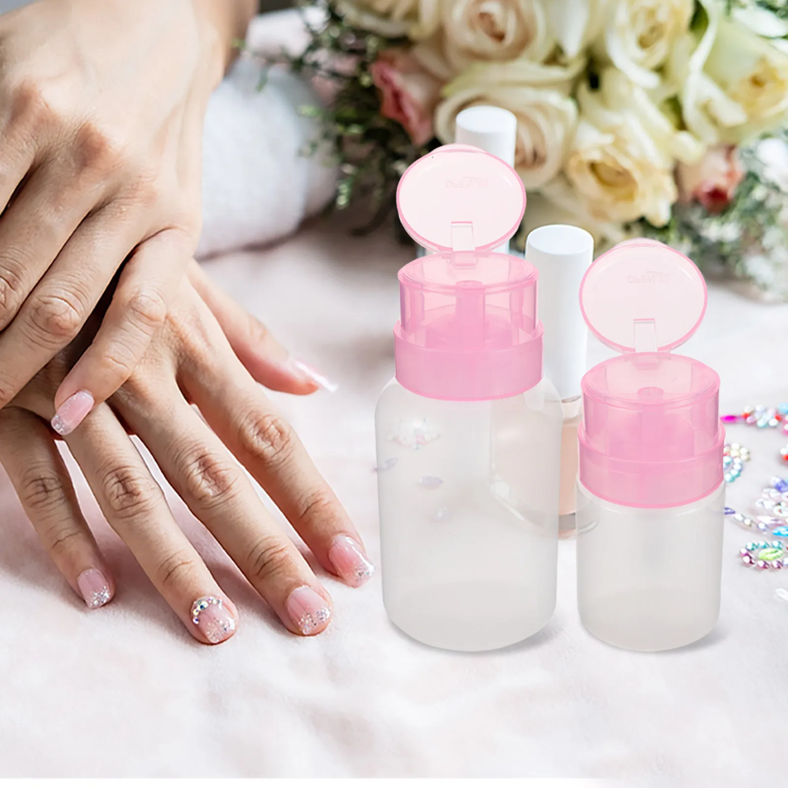 6 قطعة مزيل طلاء الأظافر 60 مللي 220 مللي دفع العلوي زجاجات الجرعات الدقيقة لا تسرب موزع ماكياج فارغ مزيل ماكياج موزع #4