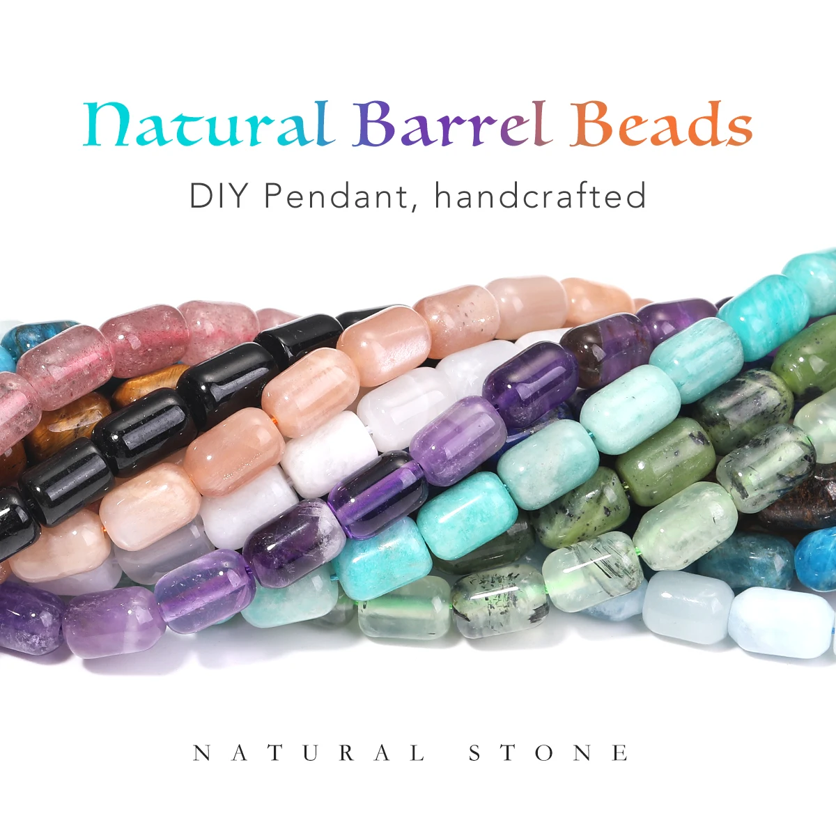 

6x9mm Natural Loose Spacer Beads Sunstone Amethysts Lapis Lazuli Stone Drum Barrel Jewelry Making DIY Bracelet Accessories