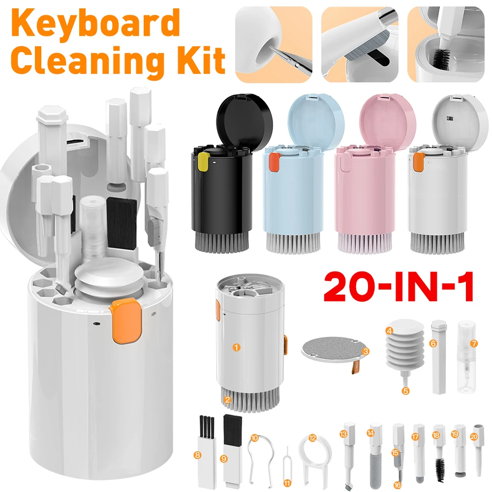 20-in-1 Cleaner kit Cleaning Brush Computer Keyboard Clean Pen Tablet Camera Phones Earphones Cleaning Tools Set Keycap Puller