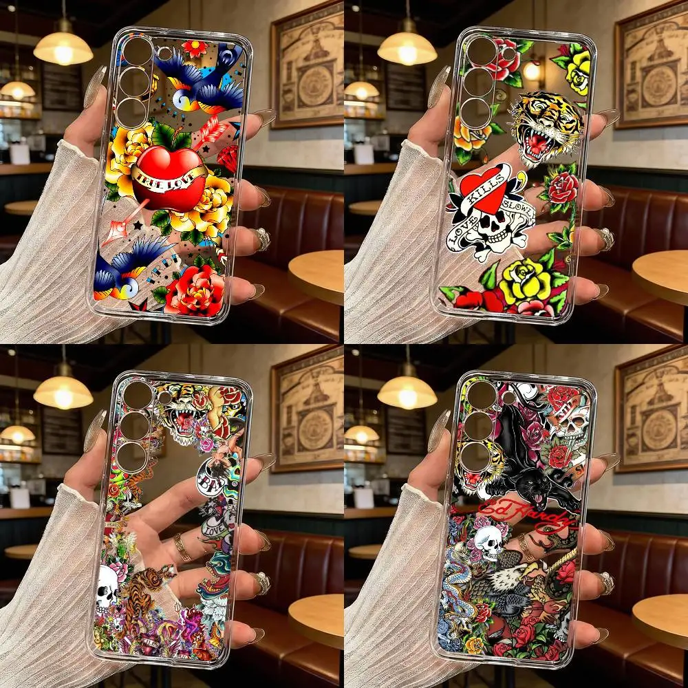 E-Ed Hardy Brands Phone Case For Samsung Galaxy A71,A70,A52,A51,A40,A30 Transparent Cover