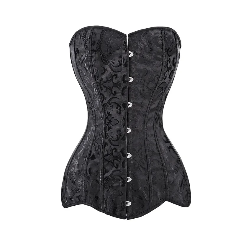 

Long Torso Corset Tops Women Vintage Gothic Overbust Bustier Lace-up Steel Boned Korset Shapewear Slimming Waist Shaping