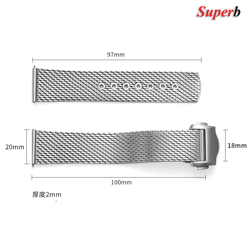 Cinturino per orologio in acciaio inossidabile con maglia milanese da 20 mm per cinturino per orologio Omega 007 Accessori per cinturino per orologio unisex Cintura di ricambio