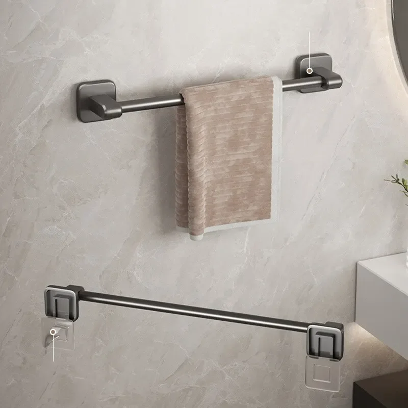 1PC Towel Rack, Bathroom Perforated Suction Cup, Wall Mounted Storage Rack, Toilet Storage, Bathroom Towel Rod image 2