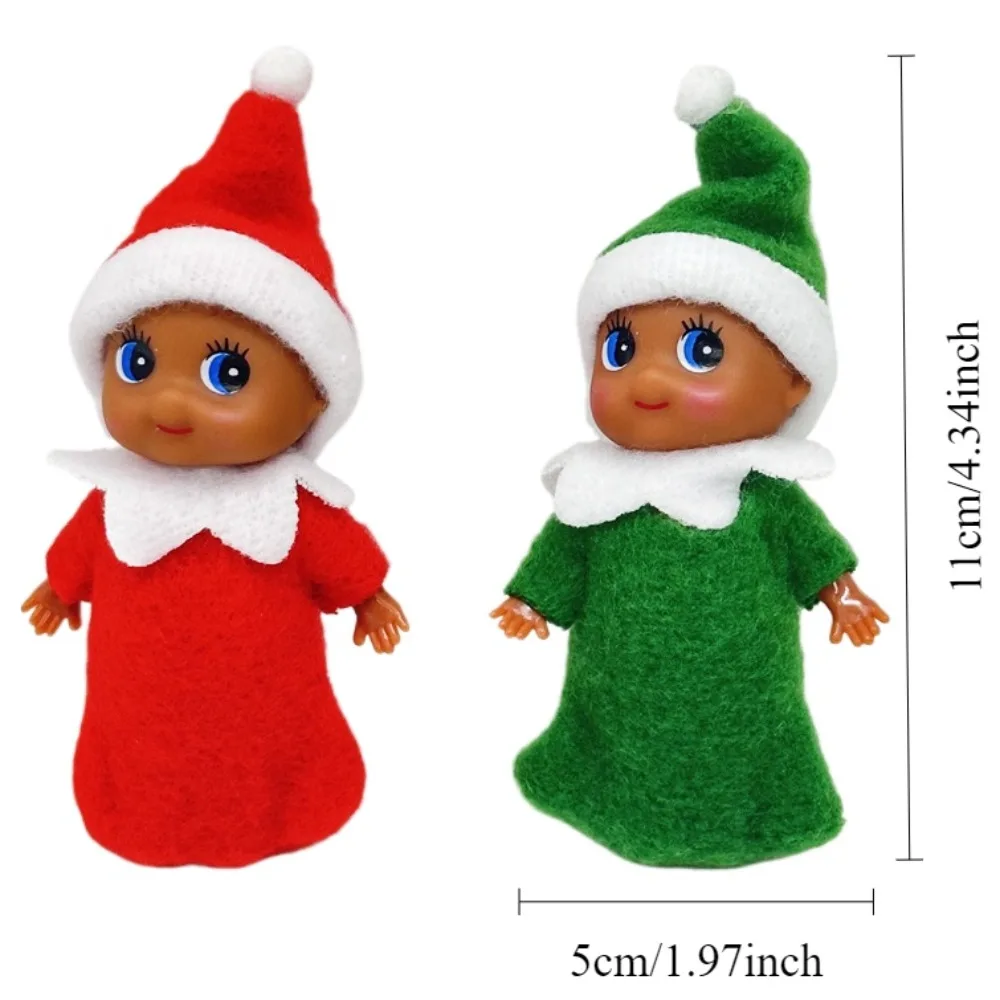 1/2Pcs Christmas Elf Doll Small Baby Twins in Bib Miniature Accessories Boy and Girl Toy Suitable for Xmas New Year Decorations