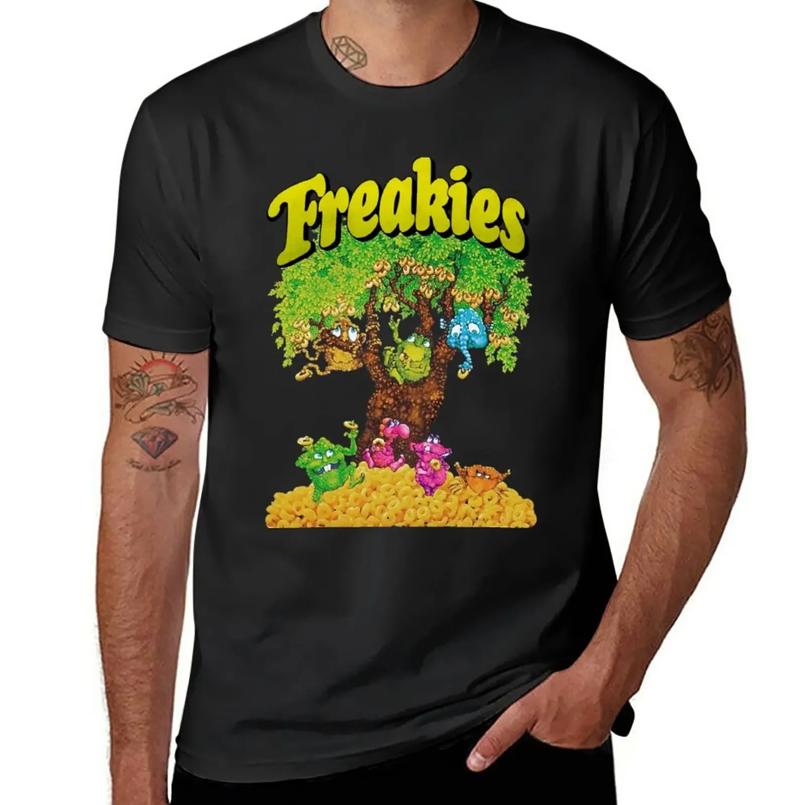 

New All The Freakies Cereal Characters, Their Freakies Tree, and The Freakies Logotype T-Shirt anime t shirts men