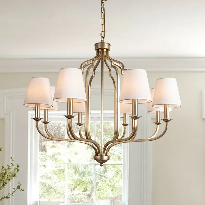 American Style Chandelier Retro Iron Lighting Fixtures Villa High-end Living Room Dining Room Lights Minimalist Bedroom Lights