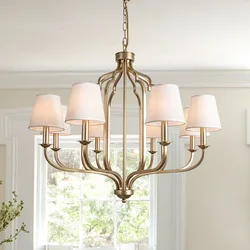 American Style Chandelier Retro Iron Lighting Fixtures Villa High-end Living Room Dining Room Lights Minimalist Bedroom Lights