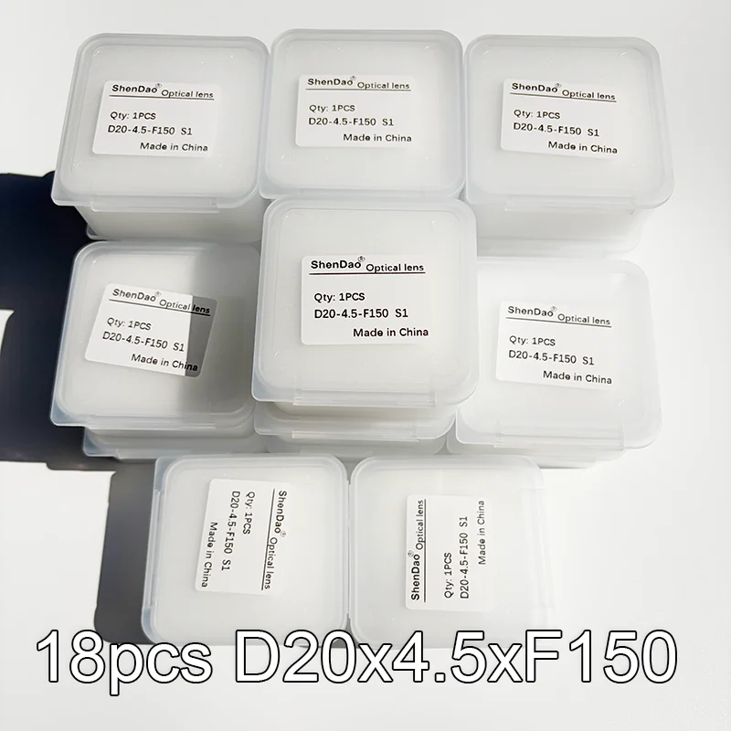 1 Stück 18 Stück Laser-Schweiß-Fokusier- und Kollimationslinse D20 T4.5 F150 F200 F400 F600 F800 D16x5 F60 SUP 21T 23T Schweiß-Fokussierlinse – Detail 1