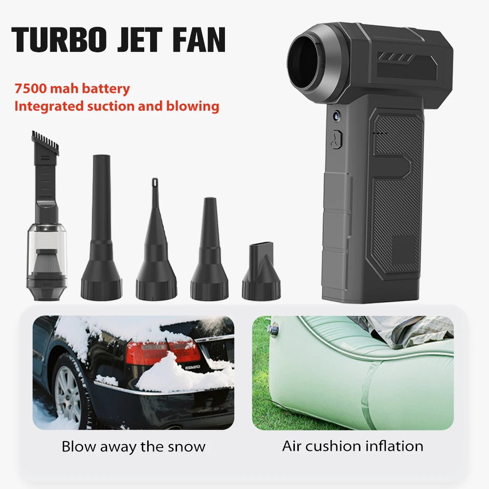 500000RPM 강력한 블로워 40mm 터보 제트 팬 휴대용 차량 청소 팬 LED 라이트 무선 압축 공기 청소기