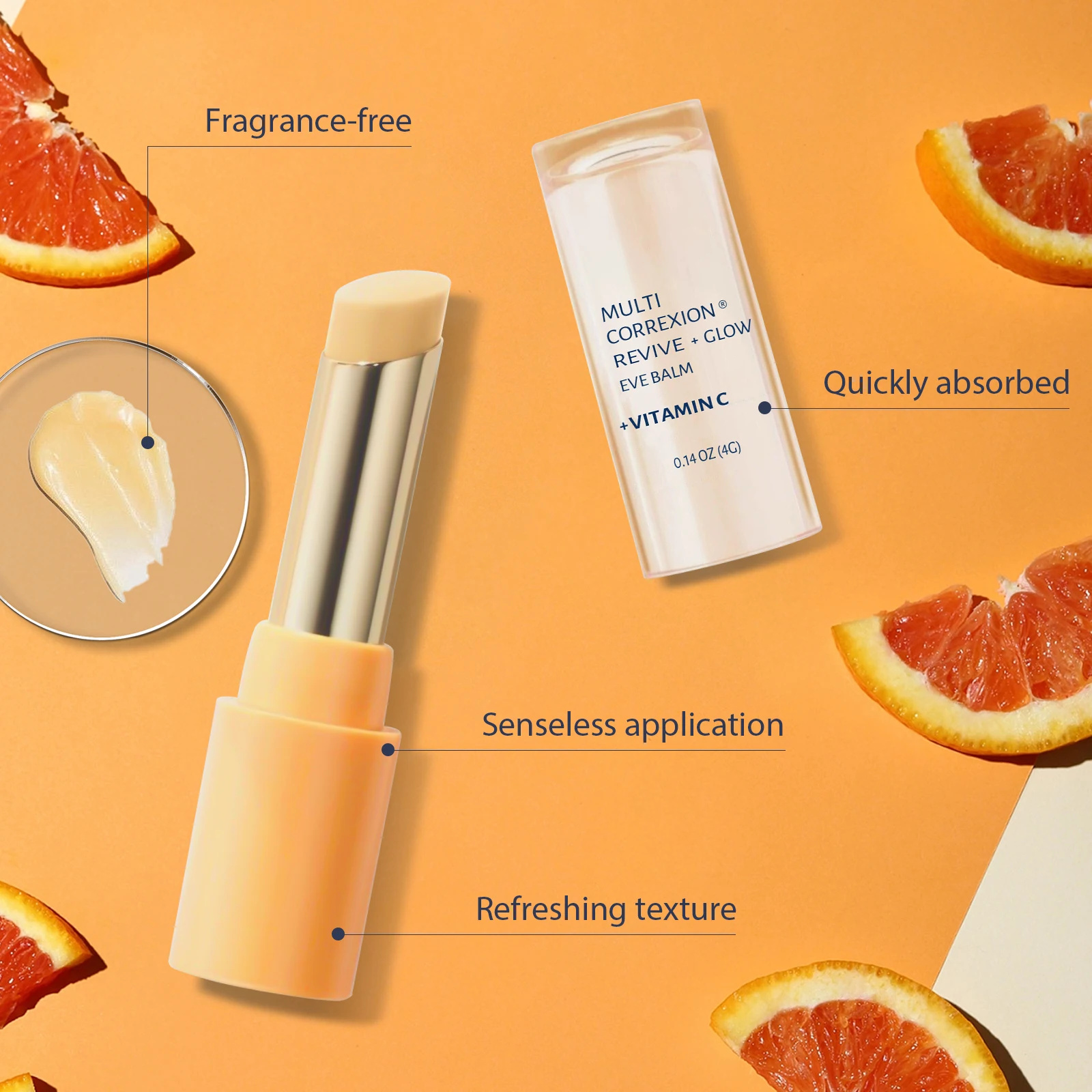 Vitamin C Brightening Eye Balm Stick 4g Dark Circle Corrector, Puffiness Reducer, Cooling Gel for Under Eye