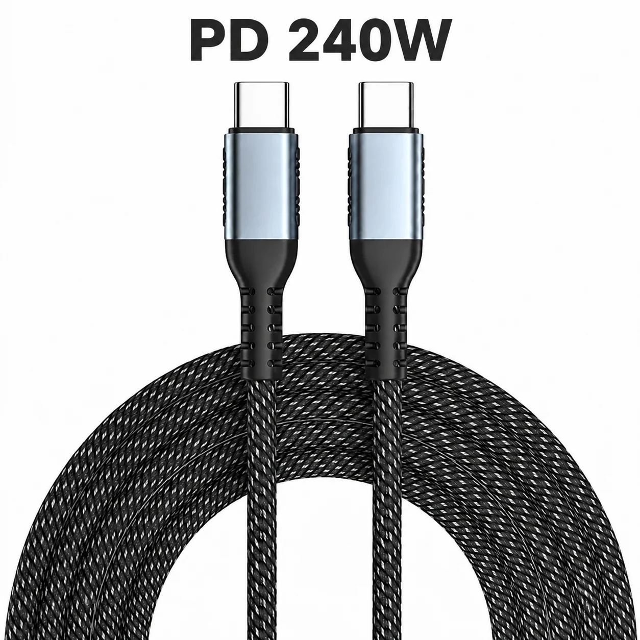 240W USB-C-auf-USB-C-Kabel PD Schnellladung, 5A E-Marker-Chip Nylon-Geflochtenes Typ-C-Ladekabel für iPhone 17 Xiaomi Laptop – Detail 7