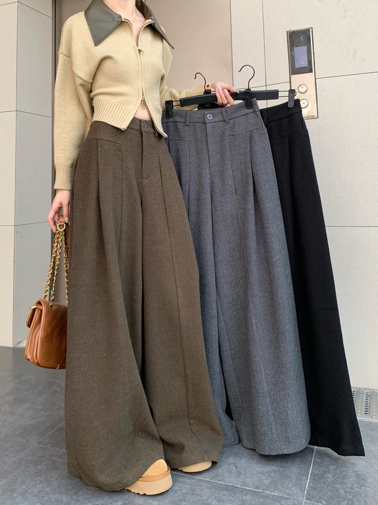 2 ألوان النساء مرونة عالية الخصر سراويل تقليدية الإناث الخريف الربيع 2026 ليوبارد مستقيم السراويل الطويلة الإناث (JJ1958