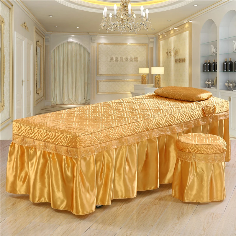 New Lace 4pcs/set Beauty Salon Bedding Sets Bed Cover Tuina Spa Massage Bedcover Stoolcover Pillowcase Duvet Cover Beddings