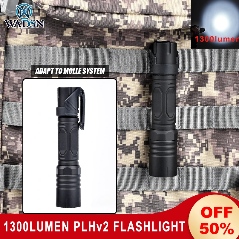 WADSN Metal PLHv2 Pistol Scout Light Hunting Weapon Light 1300lumen Airsoft Handheld Tactical Flashlight Clip Fast Helmet Light