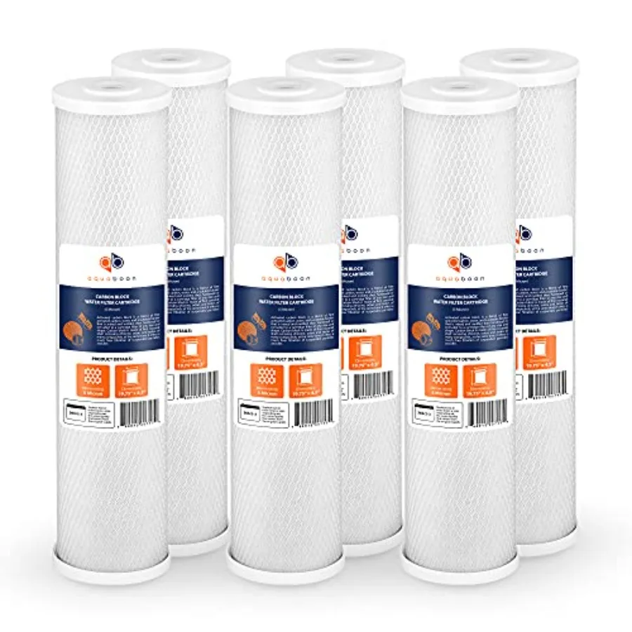 4.5 x 20 Water Filter 5 Micron Carbon Block Water Filter Replacement Cartridge Large Capacity for Whole Home Water Filtration C