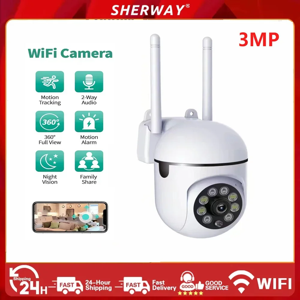 

IP66 2.4GWifi Camera Wireless Security Surveillance Cameras Outdoor 4X Digital Zoom Night Color AI Smart Tracking Two Way Audio