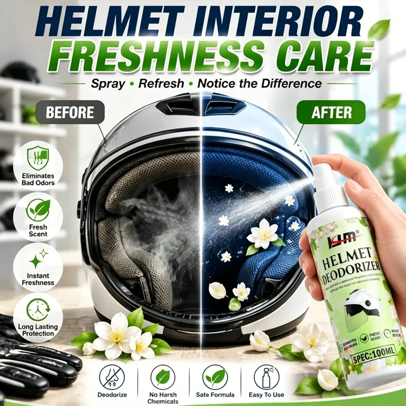 Multi-scene Gear Refreshing Spray 100ML Deodorizer for Motorcycle Helmet Jacket Gloves Boots Backpack Odor Care Cleaner