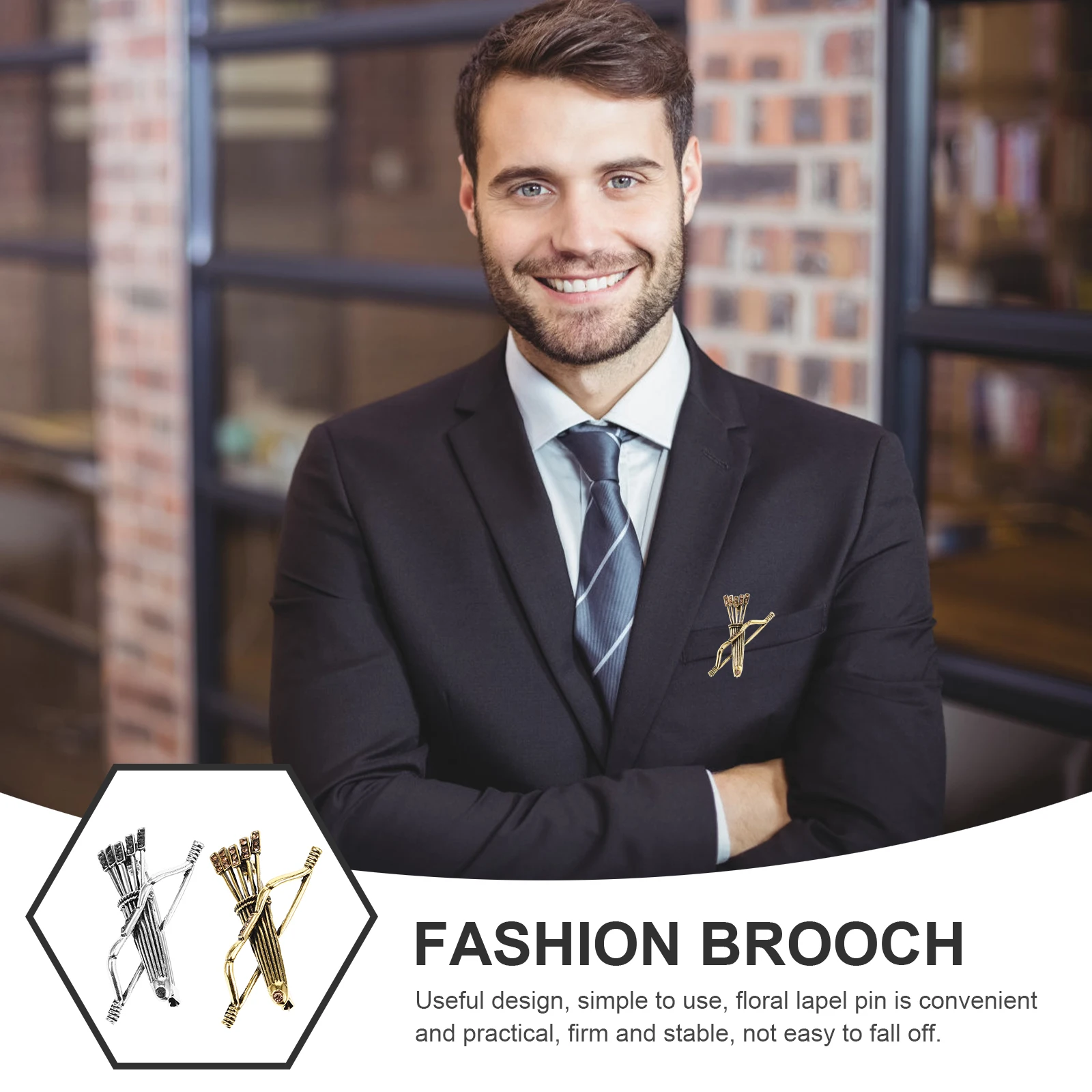 

2pcs Men Brooch Badge Enamel Decorative Lapel Pin for Suit Elegant Corsage Small Size Light Weight Easy to Carry Alloy Material