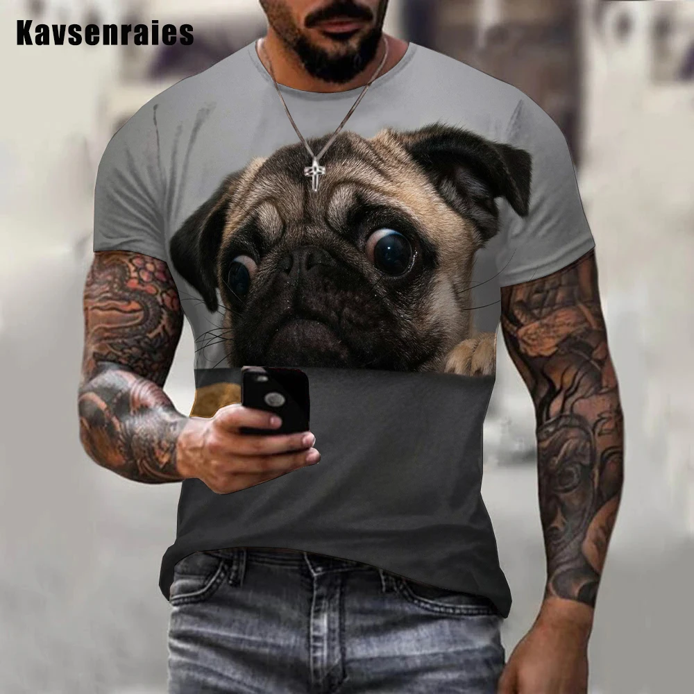 2022 Funny Dog 3D T-shirt Men Women Summer Outdoor Fashion Casual O-Neck Short Sleeve Boys Girls Harajuku Streetwear Tops