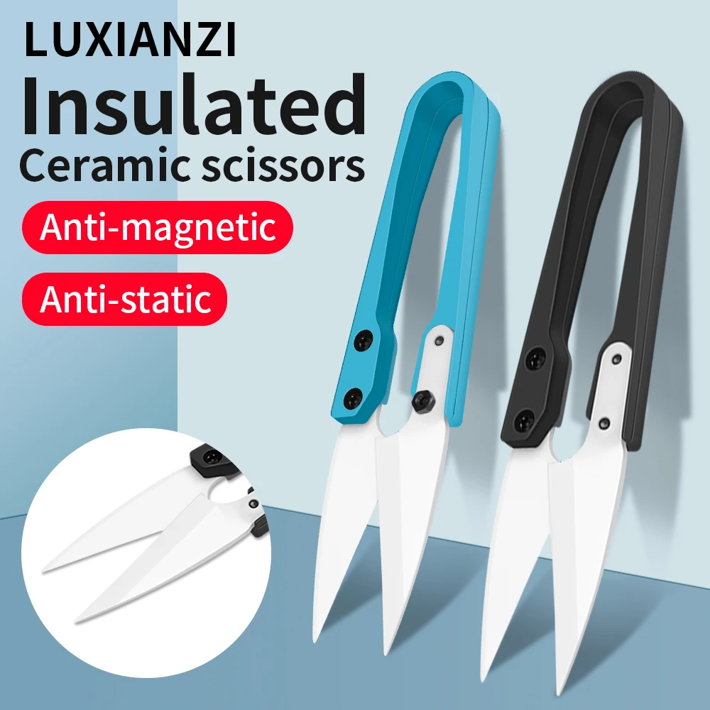 LUXIANZI Portable Ceramics Hand Scissors For School Journal Sticker DIY Art Scissor Plastic Craft Sewing Mini Cutting Shears