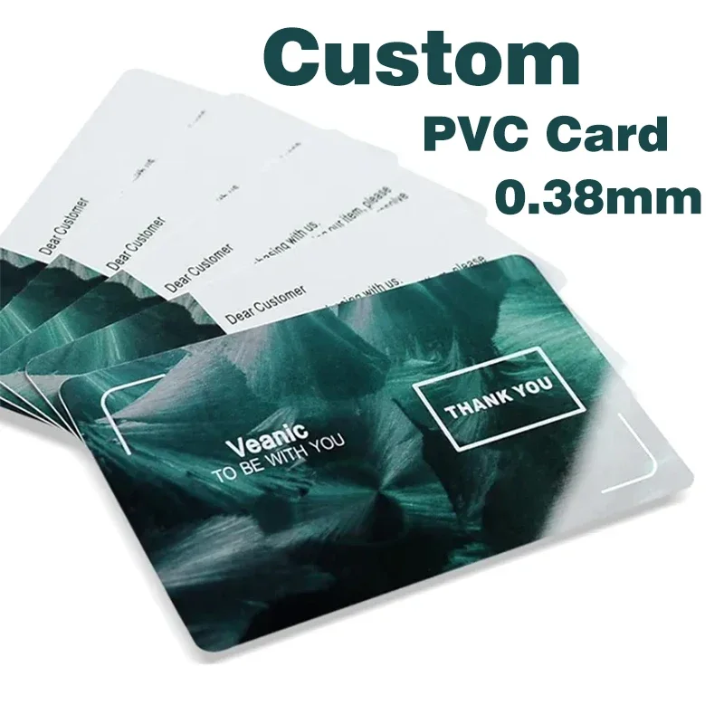 Carte d'identité professionnelle en PVC personnalisée, propre conception, logo, nom, plastique, étanche, double face, brillant, 256, merci, 0.38mm, 85.5x54mm, 200 pièces