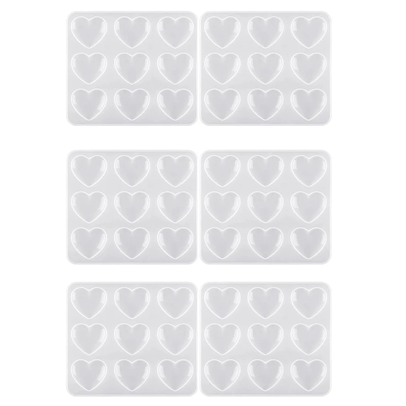 

6 Pack Heart Shape Resin Molds Silicone Heart Epoxy Mold Heart-Shaped Casting Jewelry Mold For Craft Making