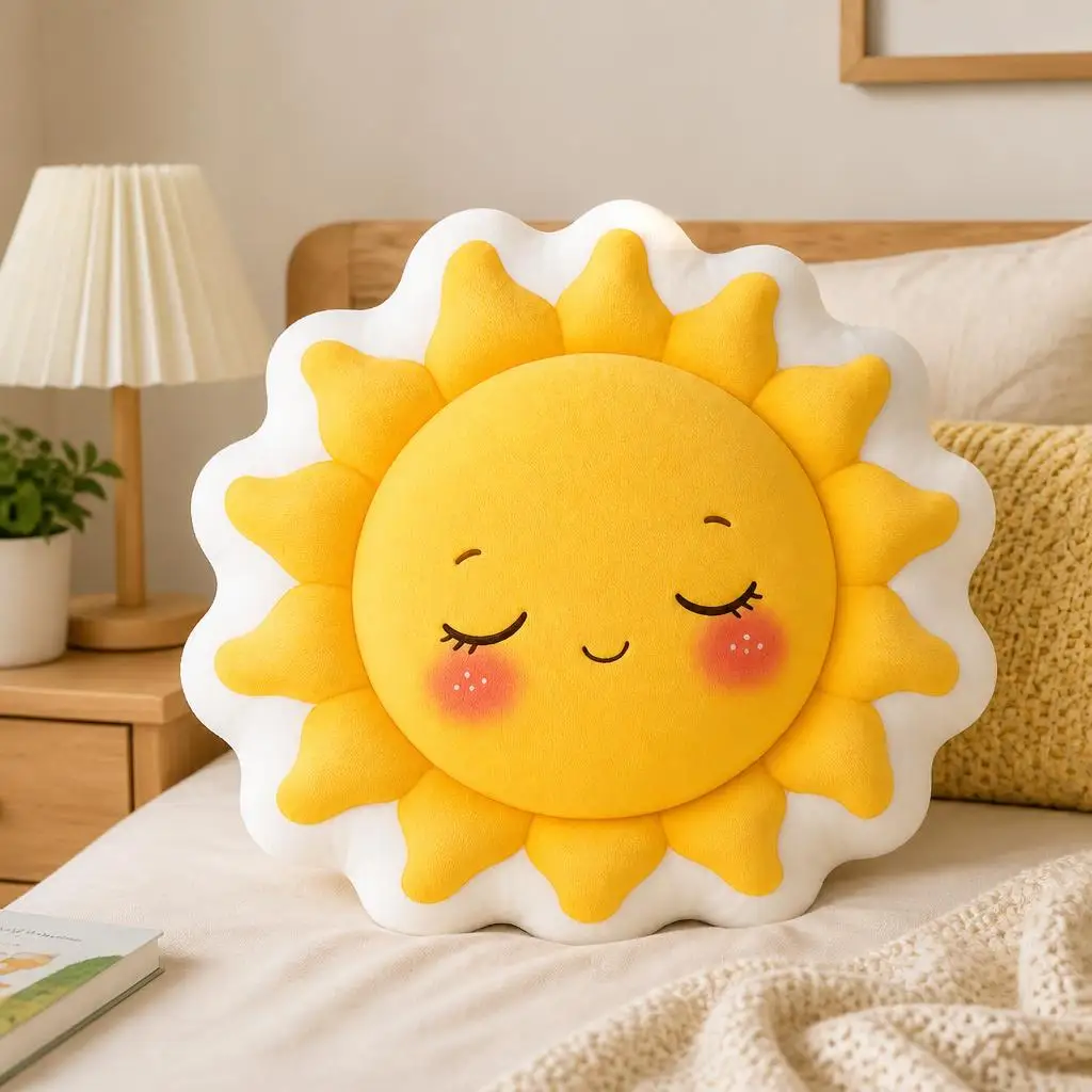 Sleepy Sun Cute Kawaii Good Morning Plush Pillow Cushion Funny Stuffed Throw Pillow Home Decor Gift Sofa Bed