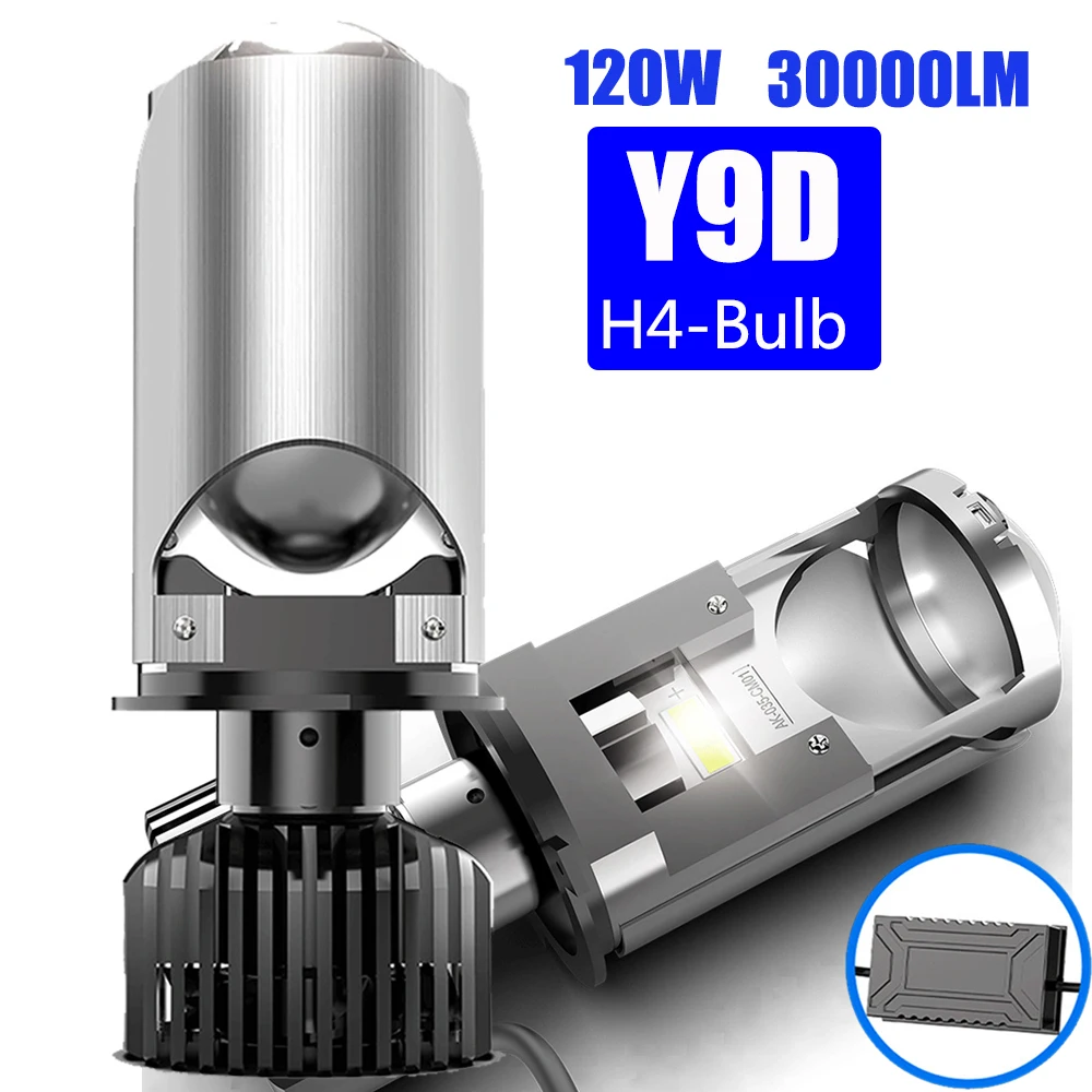 

2PCS Canbus led Turbo Headlight Lamp 120W High Low Beam Car Fog Light Super led lens mini h4 projector Bulb Auto Motorcycle