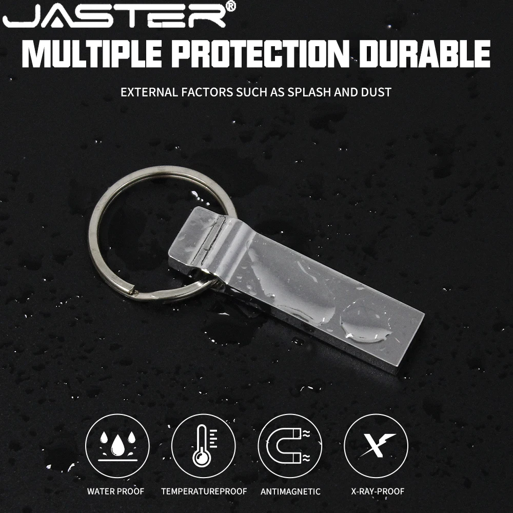 

JASTER Free Key Ring USB Flash Drive 128GB Mini Metal Pen Drive 64GB High Speed Memory Stick 32GB Waterproof USB Stick 16GB