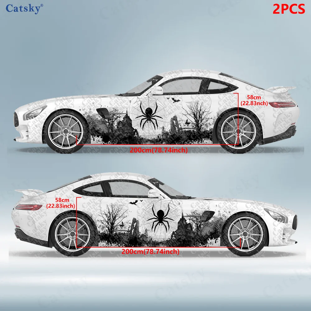 2pcs Halloween Dark Ghost Castle Spider Decal, Durable, Fade-Resistant, Easy to Install and Remove - Enhance the beauty of your