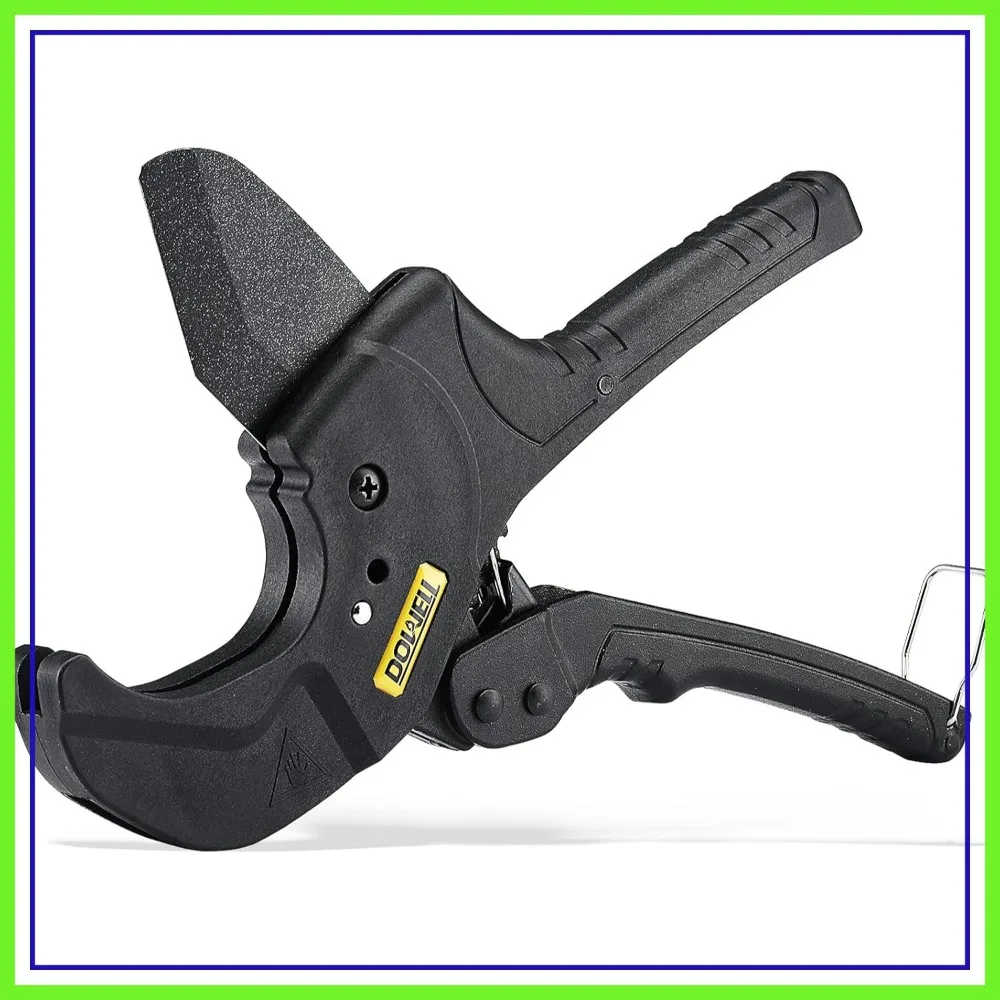 

Ratchet PVC Pipe Cutter, Heavy Duty Teflon Coated Blade, Max Cutting O.D. 1-5/8" to 2-1/2", 42-63mm