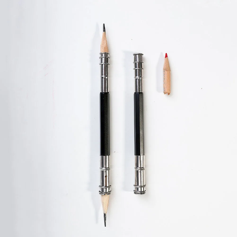 

12pcs Pencil Lengthener Black Sketch Extenders Work Pencils Holder Kids Students Office Art Supplies Stainless Steel Durable