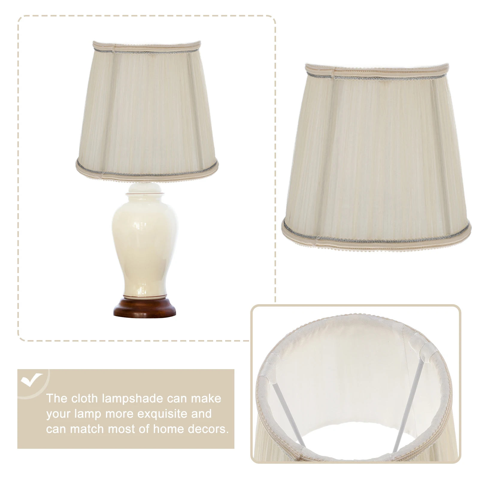 

1 pc Cloth Lampshade Durable Fade Resistant Ceiling Light Shade For Home Decor Dust Insect Protection Metal Support Chandelier