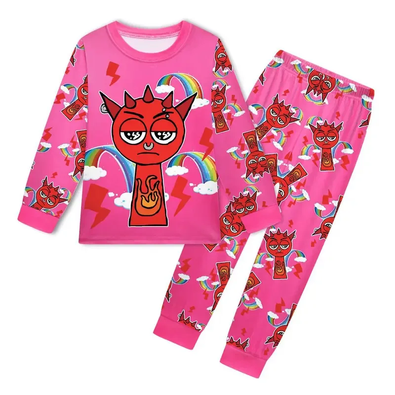 귀여운 소년 스프런키 플러시 의류 키즈 게임 인크레디박스 파자마 소녀 긴팔 티셔츠 바지 2종 세트 아동 봄 잠옷