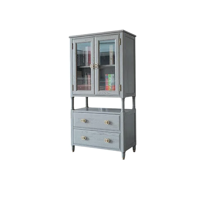 YJQ storage side cabinet living room against the wall bookcase dining side light luxury wine cabinet solid wood American style