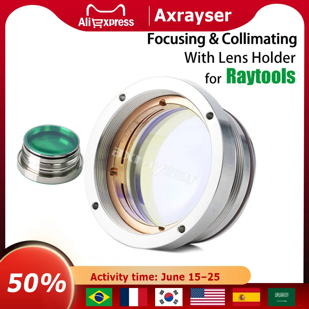 

Raytools Laser Focusing Lens F100/F125/F150/F155/F200 with Holder Seat for BM06K BT240 BM110 BM111 BM114 BM115 Fiber Cutting