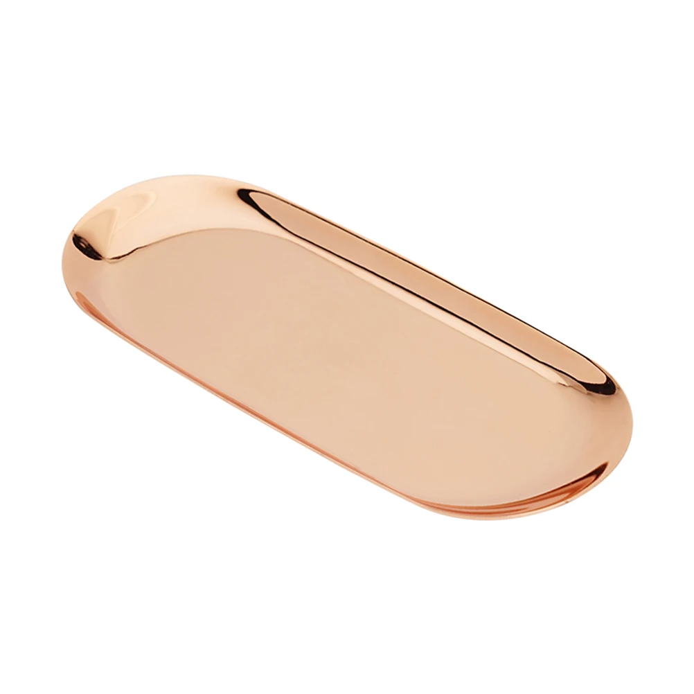 

European Jewelry Tray Stainless Steel Gold Mirror Polishing Oval Snack Organizer Nordic Storage Container Easy Clean Durability