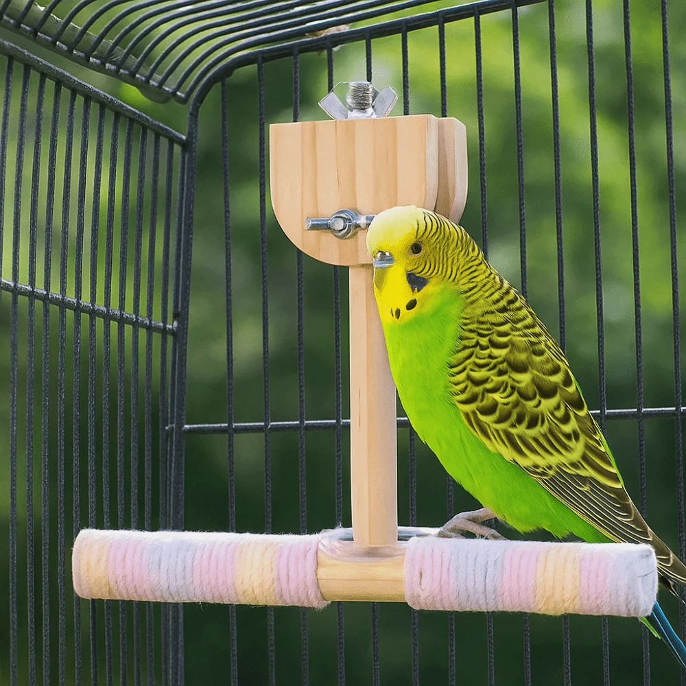 Bite Resistant Wood Parrot Swing Wear-resistant Detachable Bird Stand Toy Comfortable Grip Sturdy Bird Cage Decoration