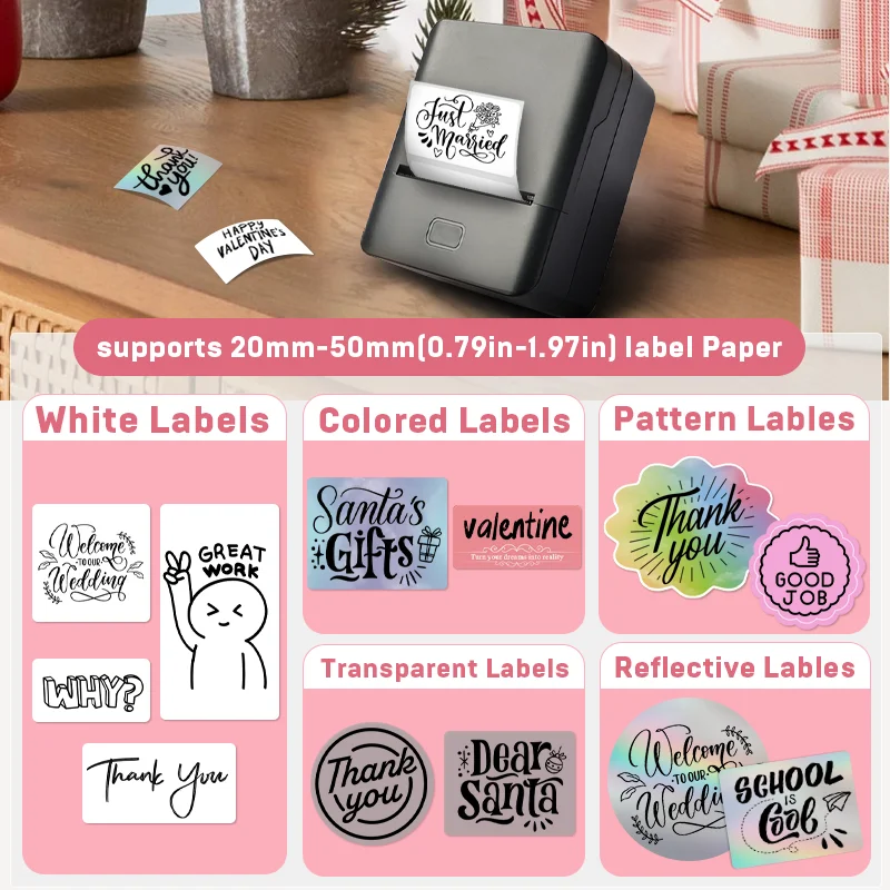 SINMARK Tragbarer Thermodrucker mit 3-Rollen-Etiketten, selbstklebender Etikettendrucker, Mini-Aufkleber, Marker, Taschen- und Taschenfotodrucker