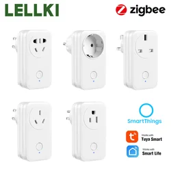 LELLKI Zigbee Smart Socket Zigbee2mqtt 10A Remote Power Plug EU UK US AU CN With Tuya Smart Life SmartThings Alexa Google Home