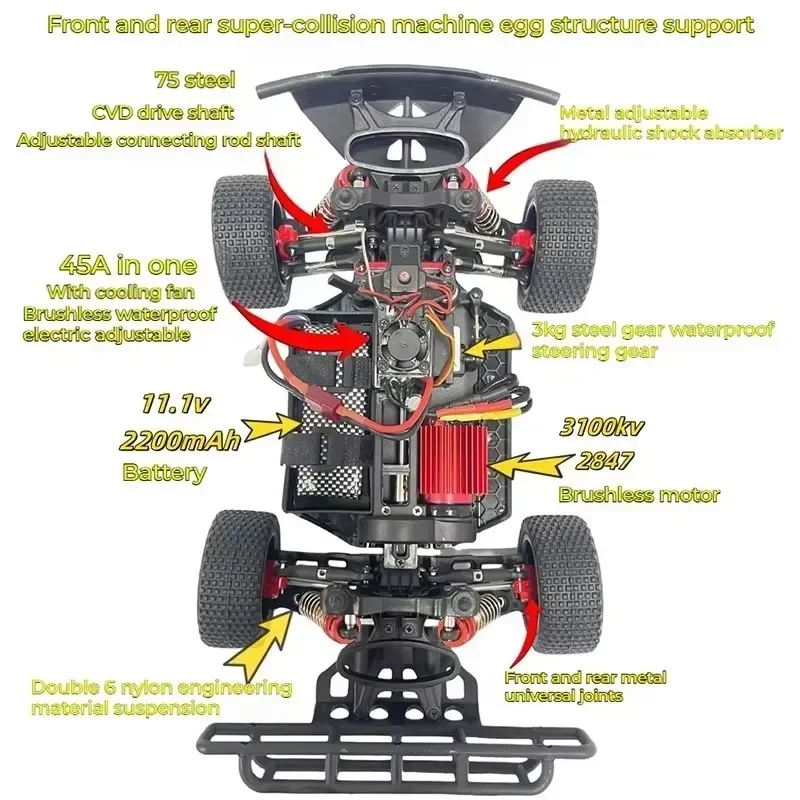 

Радиоуправляемый внедорожный грузовик-вездеход 1/14 с бесщеточным двигателем, полным приводом, скоростью 85 км/ч, ESC, для дрифта, модель для гонок, игрушка