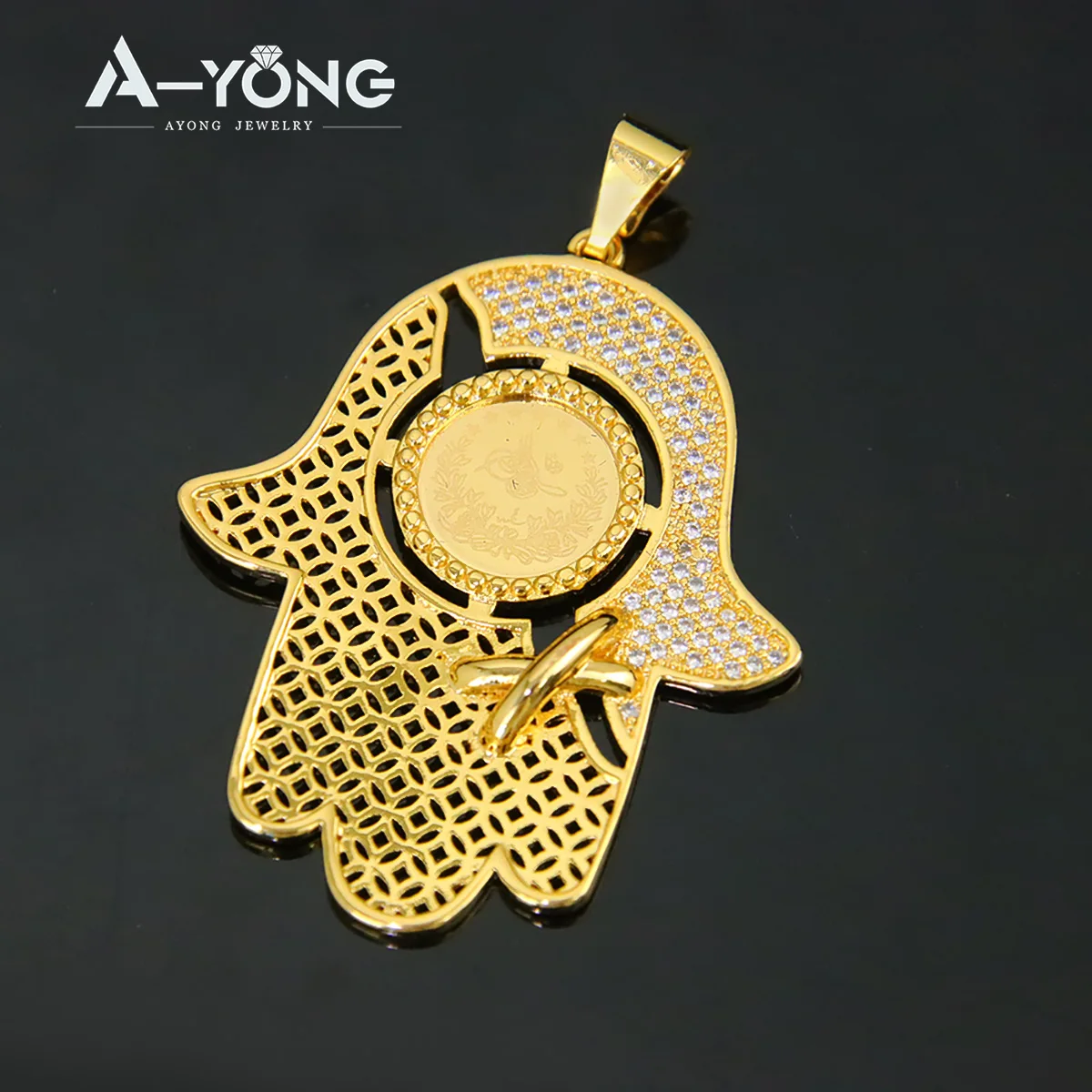 Luxury Islamic Gold Color Pendants 21k Gold Plated Turkish Coins Necklace Pendant Saudi Muslim Womens Mens Vintage Jewelry